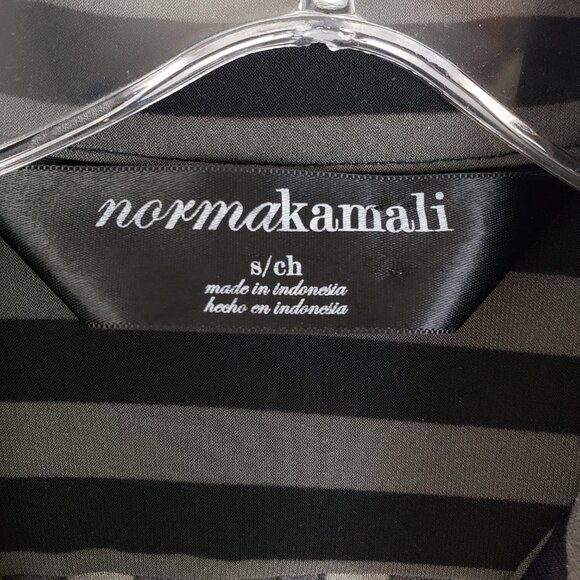 Norma Kamali Shirt Dress Gray Black Vertical Stripe Button-up Stretch Goth sz S - Picture 4 of 11